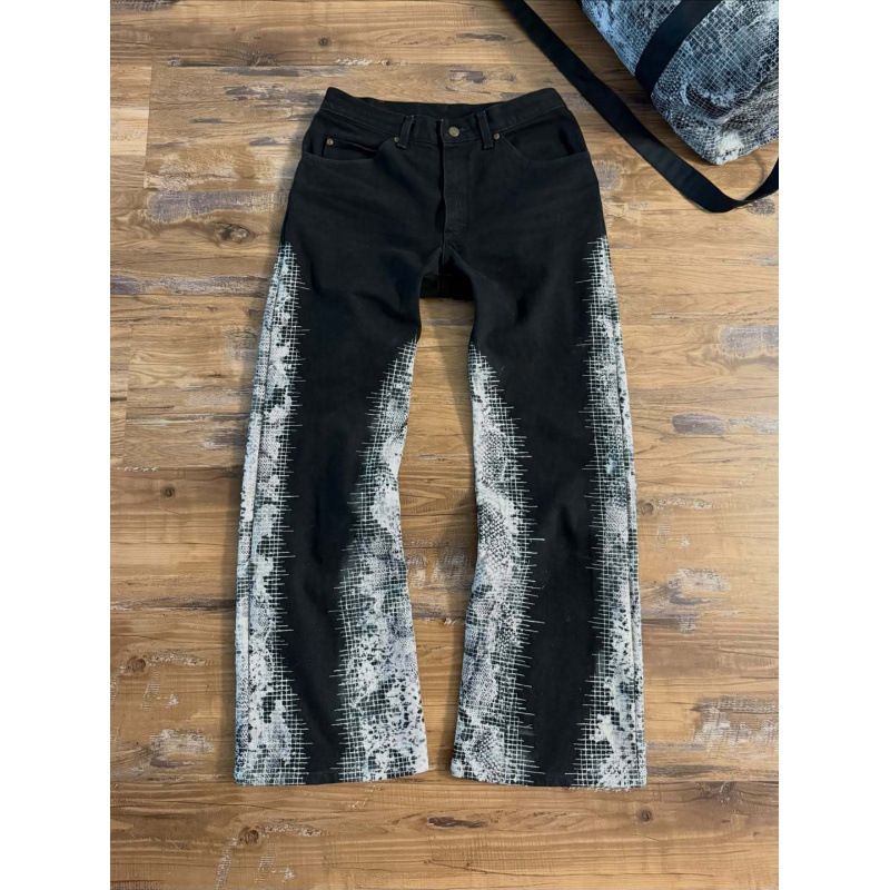 Men's Retro High Street Trend Hip Hop Straight Leg Wide Leg Casual Jeans Two Tone Digital Print_mkmklike.com