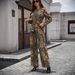 Women's Denim Two-Piece Set – Long Sleeve Top & Casual Washed Jeans, Trendy Matching Outfit_mkmklike.com