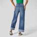 High Waist Straight Leg Jeans For Women - Classic Blue Wide Leg Trousers, Comfortable Stretch Denim Pants For Casual & Office Wear_mkmklike.com