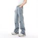 Men's Clothing Men's Distressed Denim Jeans - Vintage American Style High Street Loose Fit Straight Leg Wide Pants_mkmklike.com