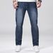 Men's Slim Fit Skinny Jeans Dark Blue Midweight Stretch Comfort Mid Waist For All Seasons_mkmklike.com
