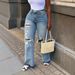 Women's Light Wash Ripped Jeans Loose Fit Straight Leg Casual Wide Leg Pants Cotton Spring/Autumn_mkmklike.com