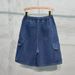 Men's Large Pocket Cargo Denim Shorts High Street Drawstring Riding Pants Loose Five Point Trendy Summer Casual_mkmklike.com
