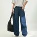 Men's Clothing Cleanfit Men's Straight Leg Jeans Color Block Embroidered Back Pockets Retro Loose Fit Casual Long Pants Spring Style_mkmklike.com