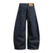 Men's Wide-Leg Long Pants Scythe Design, Hip-Hop Trendy Loose Jeans With Topstitching And Deconstructed Design_mkmklike.com