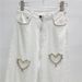 Women Spring And Summer Heart Shaped Hot Diamond New Style Personality Fashionable Wide Leg Straight Leg Floor Length Trousers Jeans_mkmklike.com
