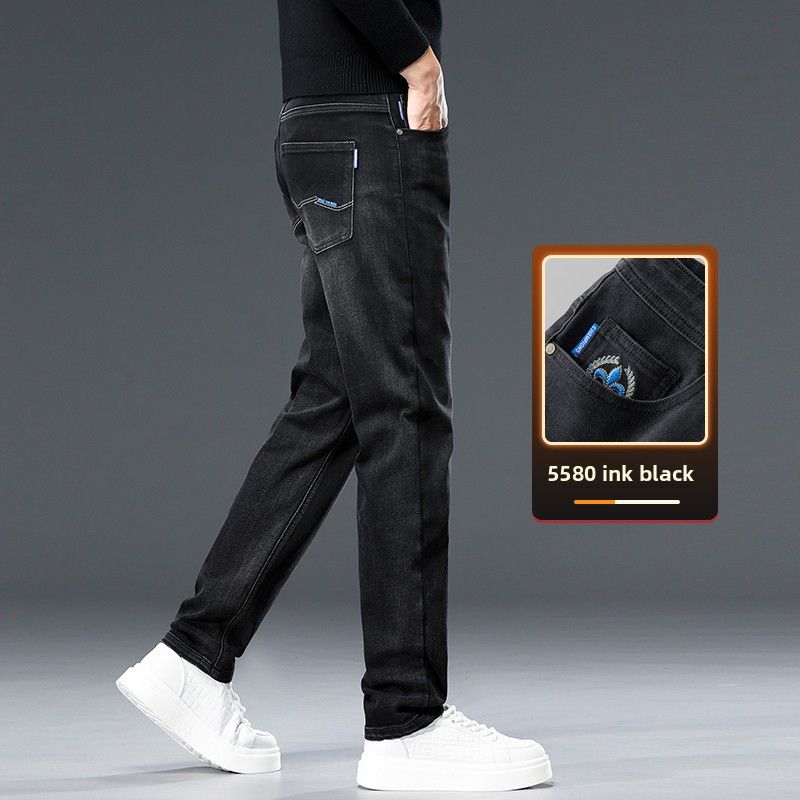 Thickened Jeans Men's Loose Straight Pants Stretch Casual Pants_mkmklike.com