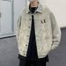 Loom High Street Hong Kong Style Cross Retro Lapel Denim Men's European A American Jacket Couple Casual Workwear Trey_mkmklike.com