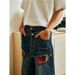 New Innovative Fake Two-piece Splicing Double Waist Jeans Men's And Women's Same Trendy Jazz Dance Wide-leg Pants_mkmklike.com