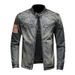 Loom Cross-Border Foreign Trade American Flag Men Spring And Autumn Style Personality Stand Collar Zipper Denim Top Jacket_mkmklike.com