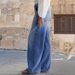 Women's Wide Leg Mid Rise Jeans Washed Stretch Denim No Belt_mkmklike.com