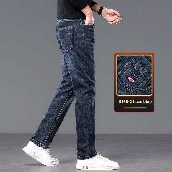 Thickened Jeans Men's Straight Slim-Fit Business Casual Men's Pants Elastic Men's Pants_mkmklike.com