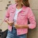Trendy Oversized Denim Jacket – Button-Down Collar With Front Pockets (Yellow/Black/Pink/Red/White/Sky Blue, S-2XL)_mkmklike.com