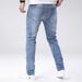 Trendy Ripped Patch Elastic Jeans For Men, Fashionable Slim Fit Casual Small Leg Pants For Men, Retro Slimming And Long Pants For Men_mkmklike.com