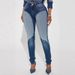 Women's High-Waisted Patchwork Skinny Jeans Washed Denim Relaxed Everyday Wear Versatile Comfortable Feshion Trend_mkmklike.com