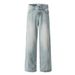 Washed Jeans Men's Versatile Straight Long Street Fashion American Style Distressed Loose Wide-Leg Dad Pants_mkmklike.com
