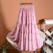 Women's new elastic splicing large swing long chiffon skirt long skirt_mkmklike.com