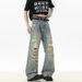 Trendy Men's Summer Jeans High Street Style Cool And Stylish Handsome Personalized Hong Kong Style 2025_mkmklike.com