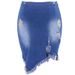 Medium Skirt Women's Summer New Internet Celebrity Hip-wrapped Fringed Denim Skirt_mkmklike.com
