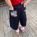 Women's Clothing Women's Retro Letter Print Capri Pants High Street Style Loose Fit Slimming Wide Leg Denim Summer Shorts_mkmklike.com