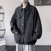 Washed Denim Men's European And American Hiphop Trendy Brand High Street Lapel Jacket Loose Multi-Pocket Workwear Top_mkmklike.com
