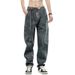 American Retro Washed Jeans Men's Summer New Loose And Versatile Fashion Straight Pants Trend Casual Trousers_mkmklike.com