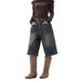 Denim Shorts Men's Retro Pants Logging Wide Leg Shorts Six Point Pants Couple Summer_mkmklike.com