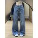 Women's High-Waisted Slimming Rhinestone Denim Jeans Straight Leg Wide Leg Pants Retro American Style For Autumn/Winter_mkmklike.com