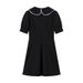 Women's Clothing new slim fit detachable lace doll collar waist short solid color dress_mkmklike.com