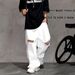 Vibe White Distressed Wide Leg Jeans for Men American High Street Style Relaxed Fit Straight Leg Stacked Design_mkmklike.com