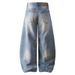 Men's Clothing American High Street Hole Cleanfit Bamboo Distressed Jeans Men And Women Design Flared Pants Ins_mkmklike.com