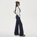 ELLE American Style Spicy Girl Dark Blue High Waist Flared Jeans For Women Autumn Slim Fit Slimming Non-Leg-Hugging_mkmklike.com
