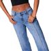 Vintage High-Waisted Straight-Leg Jeans – Light Blue Patchwork Denim For Women_mkmklike.com