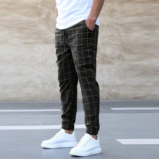 Men's Clothing 2025 New Plaid Casual Pants Fashion Men's Casual Pants Rope Pants_mkmklike.com