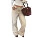 Women's American Retro Distressed Washed Denim Jeans Loose Fit Straight Wide Leg Floor Length Pants Spring Summer Style Light Color_mkmklike.com