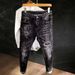 Men's Slim Fit Retro Jeans Trendy Brand Embroidered Blue Cotton Pants Mid Waist Spring Autumn New_mkmklike.com