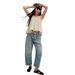 Women's Baggy Straight Leg Low Rise Jeans Drawstring Denim Jeans Relaxed Everyday Wear Versatile Comfortable Feshion Trend_mkmklike.com
