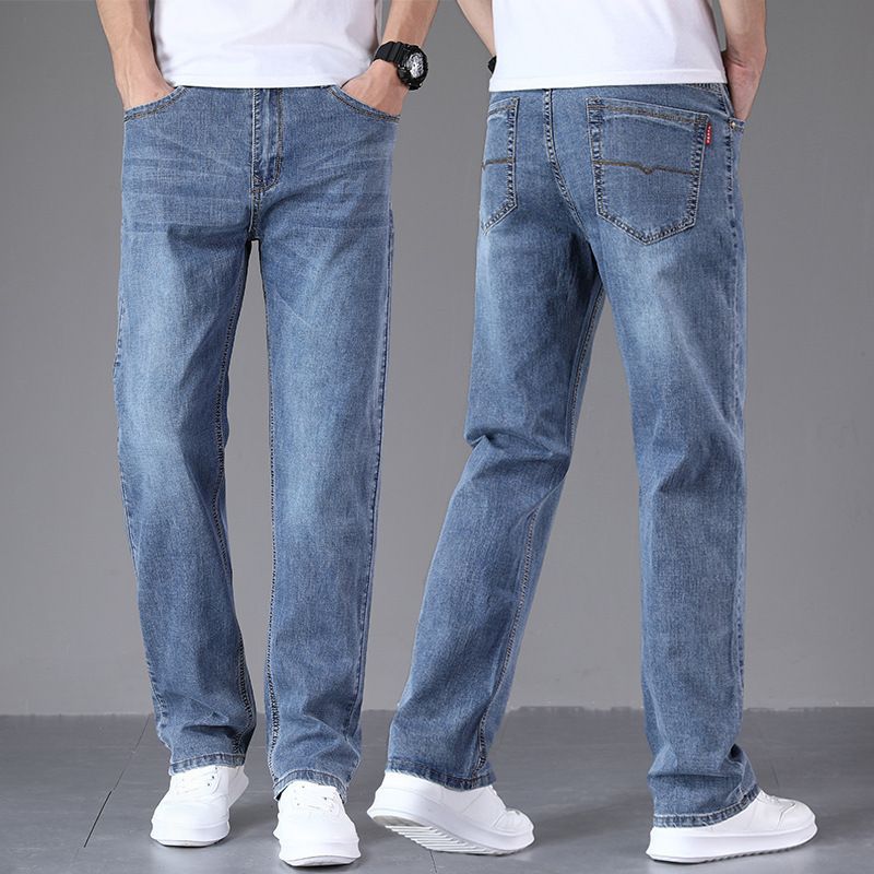 High-end Wide-leg Jeans Men's Straight Loose Spring And Autumn Men's Pants New Trendy Season Elastic Casual Pants_mkmklike.com