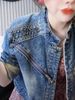 Chicco European Style Rhinestone Embellished Early Women's New Denim Short Jacket Spring And Autumn Feel Super Beautiful_mkmklike.com