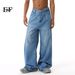 EF Denim | New Product, Blue Hong Kong Style Retro Trend Straight Loose Casual Pants Jeans For Men And Women_mkmklike.com