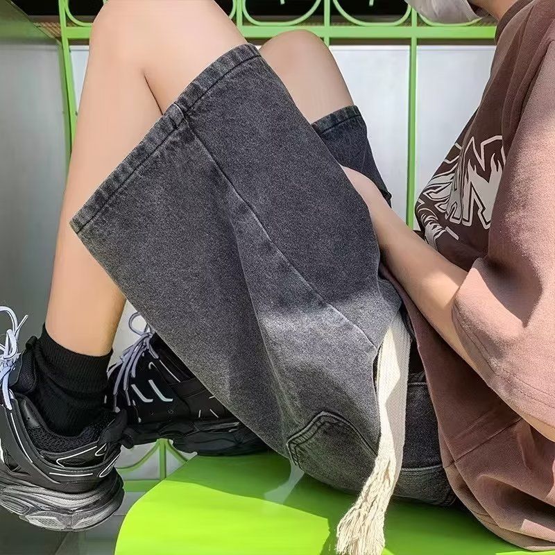 American-style Workwear Denim For Men, Summer Thin Trendy Mid-length Pants, Loose Fit Plus-size Men's Shorts_mkmklike.com
