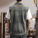 Men's Clothing Clothing American Retro Niche Design Worn Denim Vest Jacket Ins Men's Washed Old Waistcoat Trend_mkmklike.com