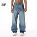 EF JEANS | 2024 New Product, Korean Version Of Retro Washed Blue Niche Design Graffiti White Dot Straight Jeans_mkmklike.com