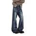 American Washed Cat Whisker Micro Flared Jeans Men's New Casual Niche Couple Floor Pants Trend_mkmklike.com