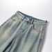 European And American Style Vintage Blue Washed High-waisted Trendy Wide-leg Pants 2026 Spring Distressed Slimming_mkmklike.com