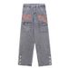 Men's Clothing Retro Buttoned Embroidered Washed Jeans Men's Trendy Straight Loose Wide Leg Pants_mkmklike.com