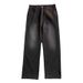 Men's American Streetwear Vintage Wash Flared Jeans, Relaxed Fit Bootcut Denim Pants With Distressed Details For High-Fashion Casual Style_mkmklike.com