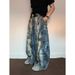 Unisex American Vintage Washed Distressed Jeans – Oversized Scythe Cut Denim With Raw Hem & Paint Splatter Effect_mkmklike.com