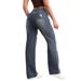 Women's Clothing Adjustable Waistband Distressed And Stylish High Waist Adjustable Jeans With Distressed Details & Straight Leg Design - Blue_mkmklike.com