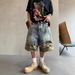 Men's Clothing Men's Summer Retro Faux Denim Shorts High Waist Loose Fit Trendy Camouflage Two-Piece Set Five-Point Pants Streetwear_mkmklike.com